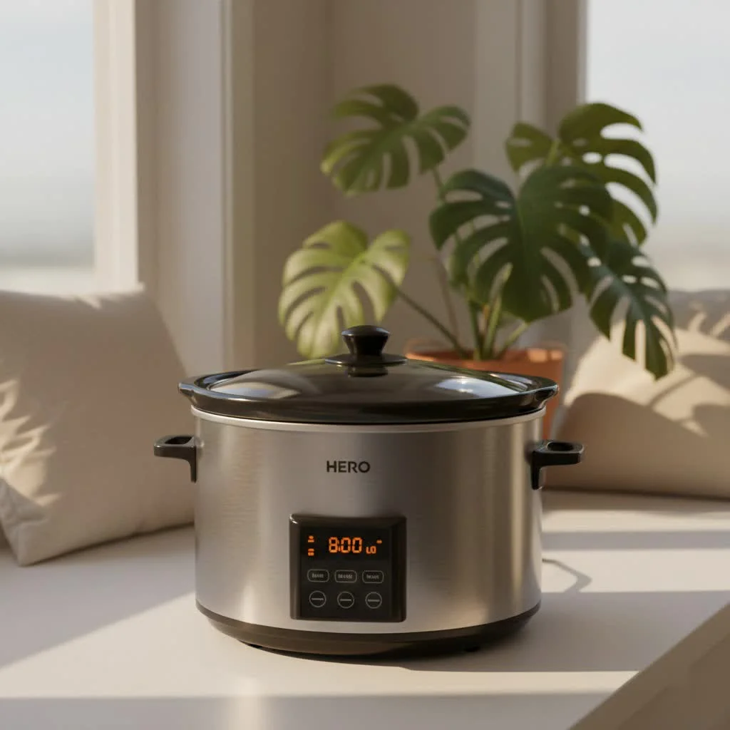 Crock-Pot Express Multi-Cooker with various cooked dishes